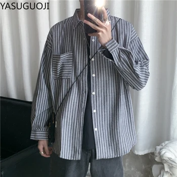 YASUGUOJI Casual Striped Shirt Men Vintage cotton Long Sleeve Shirts Men Streetwear Fashion 2020 Spring Autumn Harajuku Shirts 
YASUGUOJI Casual Striped Shirt Men Vintage cotton Long Sleeve Shirts Men Streetwear Fashion 2020 Spring Autumn Harajuku Shirts