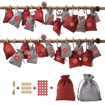 Advent Calendar for Filling Jute Bags Made of Fabric for Hanging Christmas DIY Christmas Calendar Deco 24PCS with Clip
Advent Calendar for Filling Jute Bags Made of Fabric for Hanging Christmas DIY Christmas Calendar Deco 24PCS with Clip