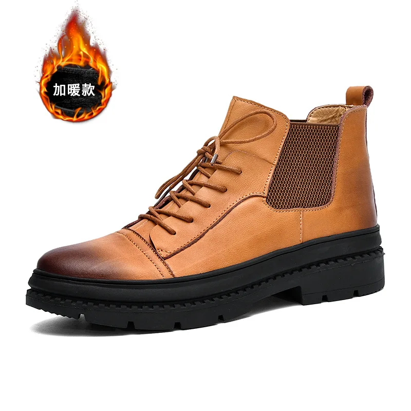 Spring Autumn Winter MEN'S SHOES Martin Boots Cotton Boots Hight-top Lace-up Leather plus Velvet Thick Warm Outdoor Workwear Cas
Spring Autumn Winter MEN'S SHOES Martin Boots Cotton Boots Hight-top Lace-up Leather plus Velvet Thick Warm Outdoor Workwear Cas