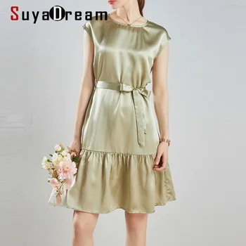 SuyaDream Woman Silk Dress 100%Silk Round Collar Elegant Sashes Dress Women Summer 2020 Solid Midi Dresses Vestidos
SuyaDream Woman Silk Dress 100%Silk Round Collar Elegant Sashes Dress Women Summer 2020 Solid Midi Dresses Vestidos