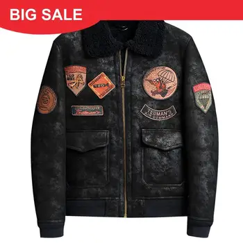 2020 Black Men Military Style Pilot Shearling Coat Genuine Sheepskin Russian Winter Thick Warm Aviator Leather Coat
2020 Black Men Military Style Pilot Shearling Coat Genuine Sheepskin Russian Winter Thick Warm Aviator Leather Coat