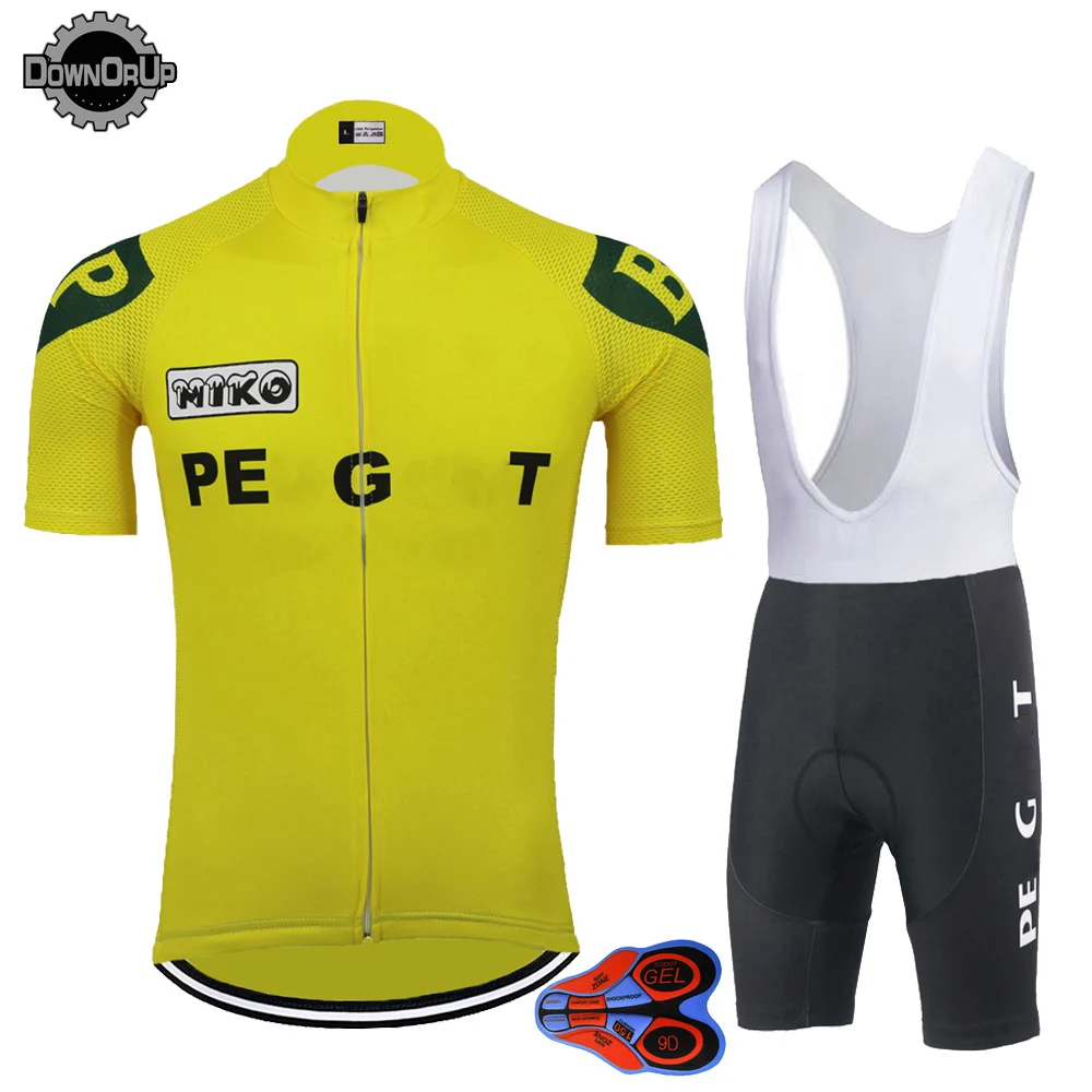 

Summer short sleeve cycling jersey set bike wear jersey set bib shorts gel Pad 9D cycling clothing ropa Ciclismo DOWNORUP
