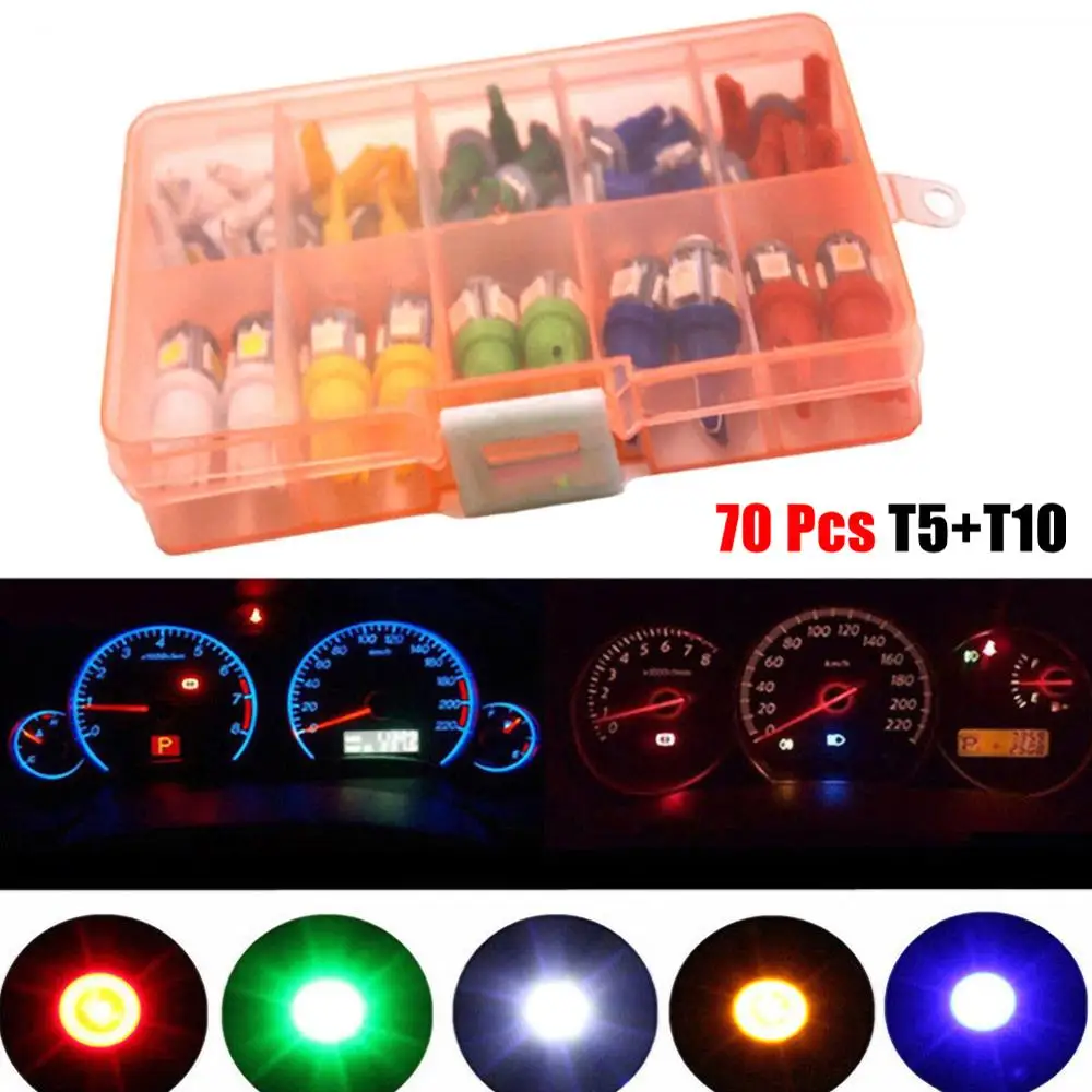 Rush Sale! 70Pcs/set Car T5+T10 LED Instrument Panel Cluster Plug Dash Light Bulb Indicator Suitable For All Vehicles With 12V
Rush Sale! 70Pcs/set Car T5+T10 LED Instrument Panel Cluster Plug Dash Light Bulb Indicator Suitable For All Vehicles With 12V