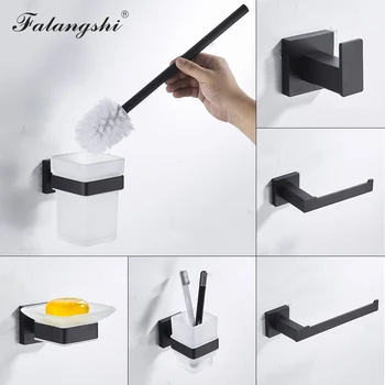 Falangshi High Quality Stainless Steel Robe Hooks Paper Holder Toilet Brush Holder Soap Dish Black Bathroom Accessories WB8836
Falangshi High Quality Stainless Steel Robe Hooks Paper Holder Toilet Brush Holder Soap Dish Black Bathroom Accessories WB8836