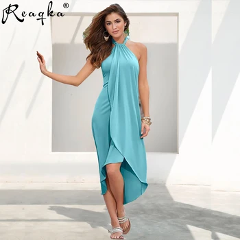 Sexy Candy Color Asymmetric Dresses 2020 New Halter Cotton Elegant Women Party Dress Summer Lady Wear Beach Wear Long Dress XXL 
Sexy Candy Color Asymmetric Dresses 2020 New Halter Cotton Elegant Women Party Dress Summer Lady Wear Beach Wear Long Dress XXL