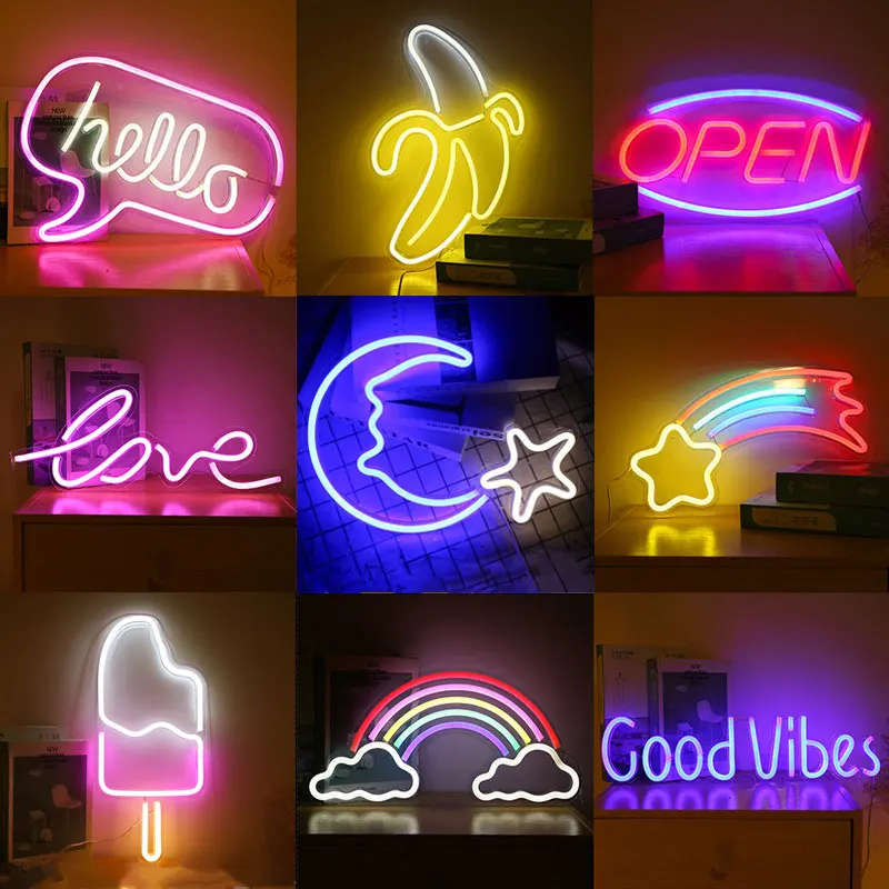 LED Neon Light Sign Hello Good Vibes USB Powered Rainbow Wall Hanging Led Neon Lights for Game Room Bedroom Party Wall Decor
LED Neon Light Sign Hello Good Vibes USB Powered Rainbow Wall Hanging Led Neon Lights for Game Room Bedroom Party Wall Decor