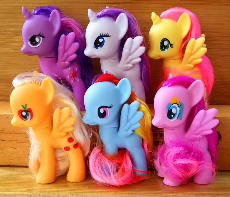6Pcs/Set Toys Figure Unicorn Pets Rainbow Horse 8*3*5 CM PVC Action Toy Figures