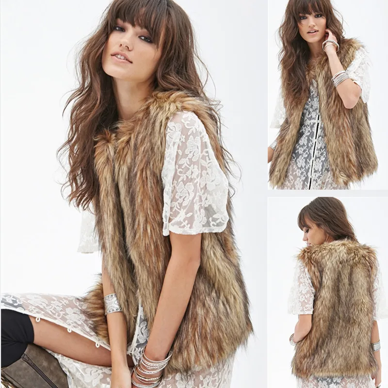 Elegant Faux Fur Vest Coat Women 2019 Autumn Winter sleeveless Warm Raccoon Dog Female Overcoat Casual Imitation fur coat | Женская