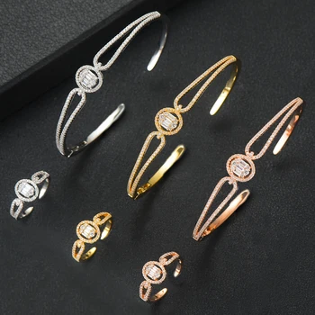 missvikki Brand Luxury Romantic Bangle Ring Sets for Women Wedding Dubai Bridal Bangle Ring Sets aretes de mujer modernos
missvikki Brand Luxury Romantic Bangle Ring Sets for Women Wedding Dubai Bridal Bangle Ring Sets aretes de mujer modernos