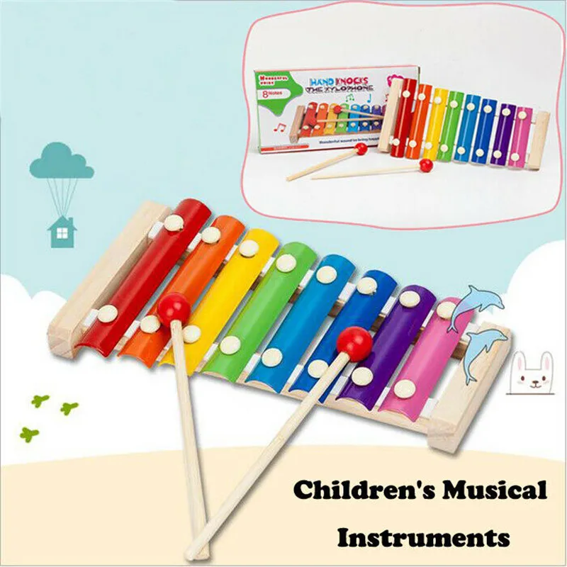 Toddler Kids Children's Colorful Musical Toys Instruments Cute Xylophone Educational Intelligence Developmental Wooden | Игрушки и