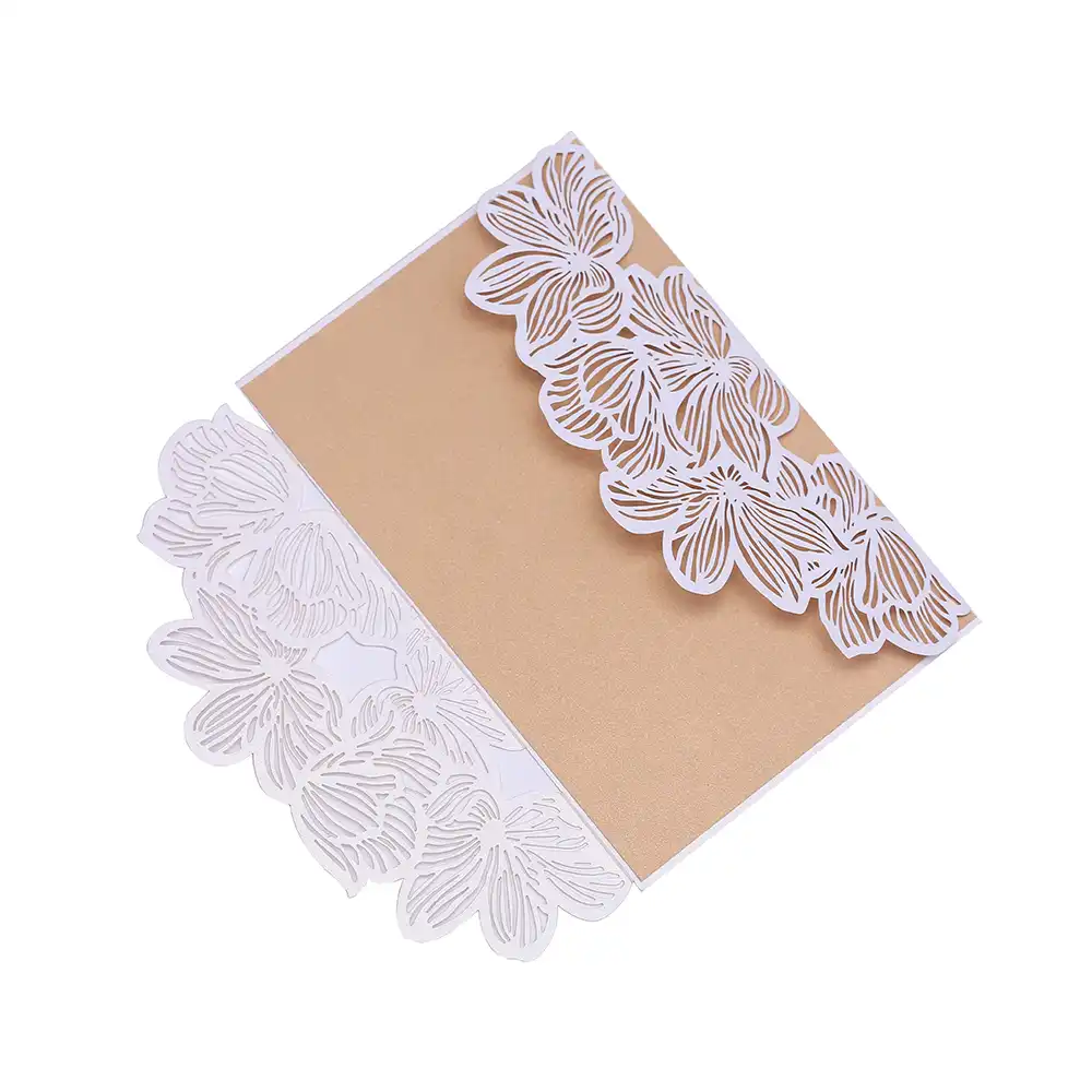 lace laser cut wedding invitations cards elegant floral paper