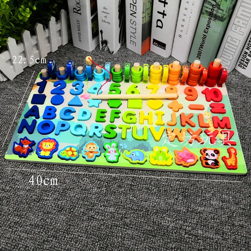 Educational Wooden Toys Children Busy Board Math Fishing Children's Wo ...