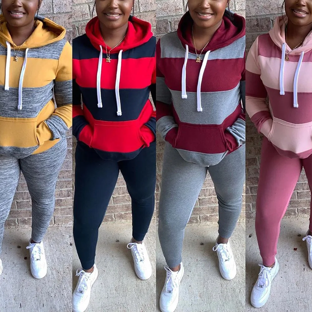 Fadzeco 2 Piece Outfits Sweatsuit Stripe Long Sleeve Hooded Sweatshirt Pullover Tops and Skinny Long Pants Set Tracksuits
Fadzeco 2 Piece Outfits Sweatsuit Stripe Long Sleeve Hooded Sweatshirt Pullover Tops and Skinny Long Pants Set Tracksuits
