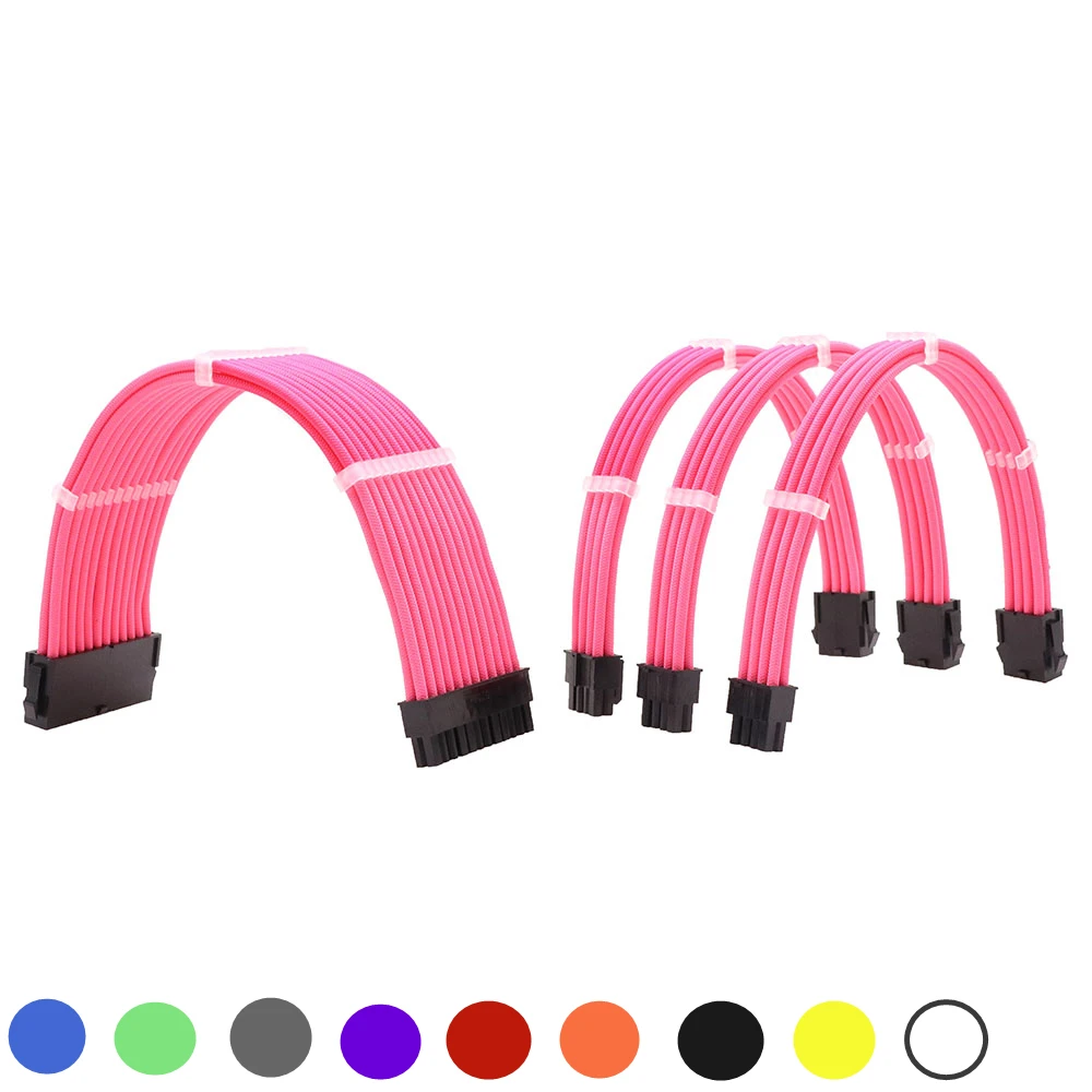 Computer PSU ATX 24Pin Extension Cable 18AWG GPU 8Pin/ CPU 8Pin Power Cord Cable Kits Lone snakeskin net 4 In 1/ 10 Colors
Computer PSU ATX 24Pin Extension Cable 18AWG GPU 8Pin/ CPU 8Pin Power Cord Cable Kits Lone snakeskin net 4 In 1/ 10 Colors