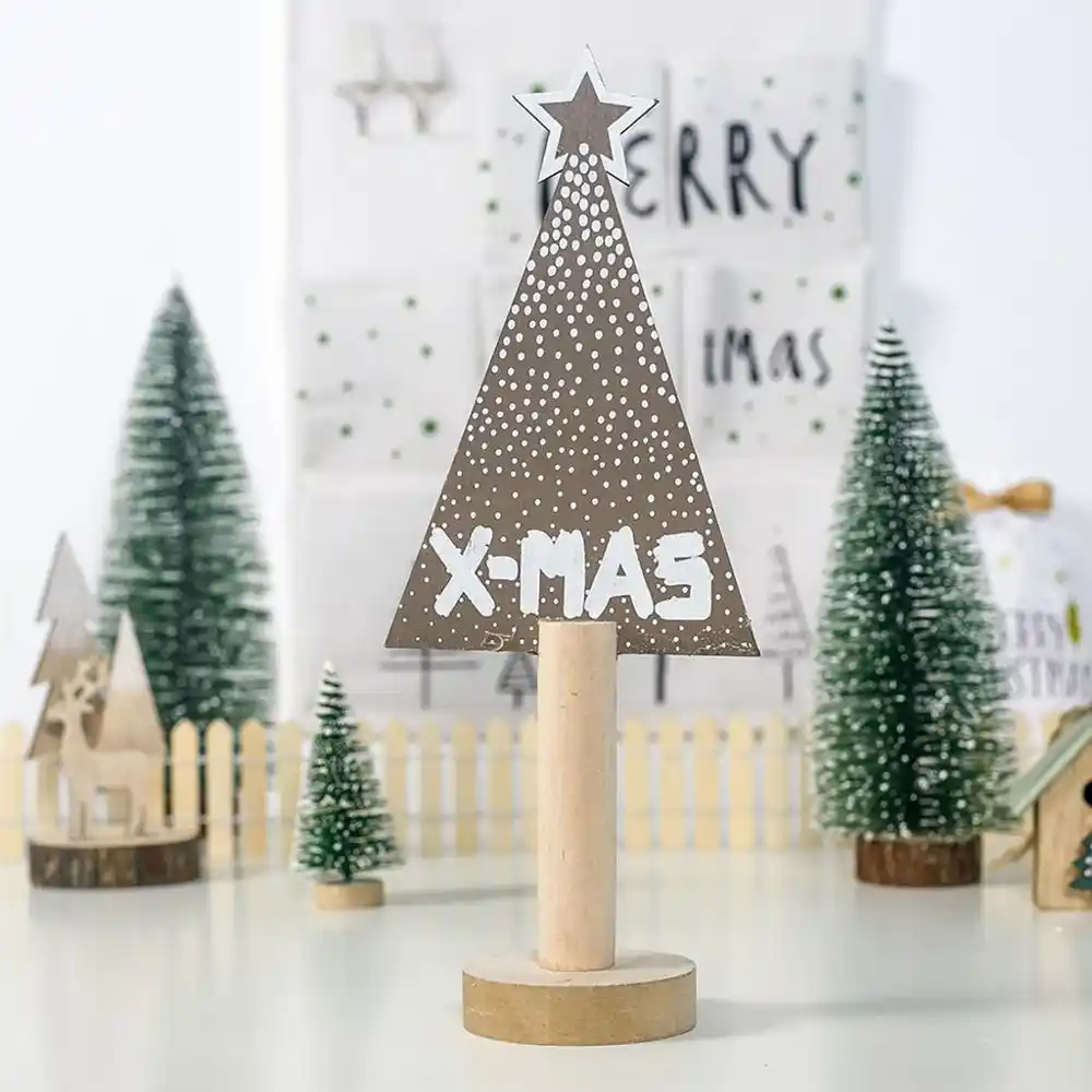 wooden mini christmas tree desktop ornaments small pine tree diy