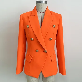 Spring Autumn Blazers Classic Baroque Designer Blazer Women's Metal Lion Buttons Double Breasted Blazer Orange Female 2020
Spring Autumn Blazers Classic Baroque Designer Blazer Women's Metal Lion Buttons Double Breasted Blazer Orange Female 2020