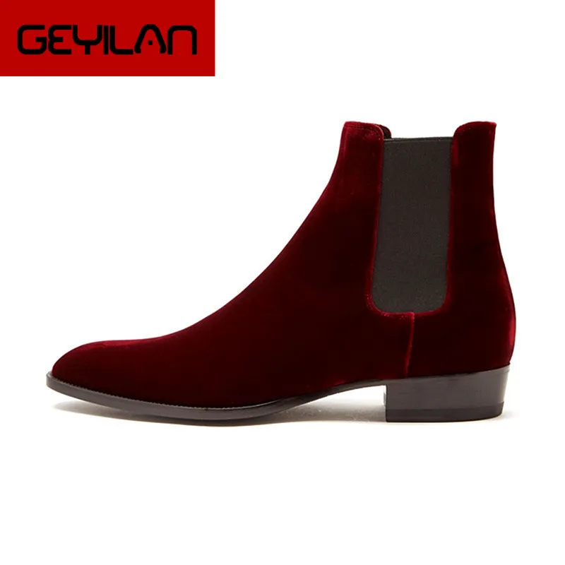 Handmade Top Quality Velvet Vintage Men Cow Leather Shoes Ankle Boots Formal Business Pointed Toe Slip-On Chelsea Boots Red
Handmade Top Quality Velvet Vintage Men Cow Leather Shoes Ankle Boots Formal Business Pointed Toe Slip-On Chelsea Boots Red
