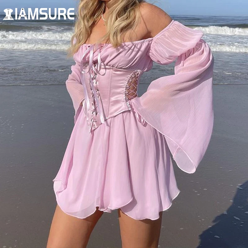 FREE SHIPPING Beach Style Corset Dress Vintage Chiffon Flare Sleeve JKP4845 FREE SHIPPING Beach Style Corset Dress Vintage Chiffon Flare Sleeve JKP4845