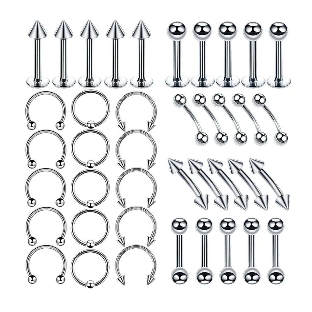 40 Set Stainless Steel Nose Ring Lip Tongue Eyebrow Tragus Belly Rings Screw Barbells Ear Piercing 16G for Women Men 40 Set Stainless Steel Nose Ring Lip Tongue Eyebrow Tragus Belly Rings Screw Barbells Ear Piercing 16G for Women Men