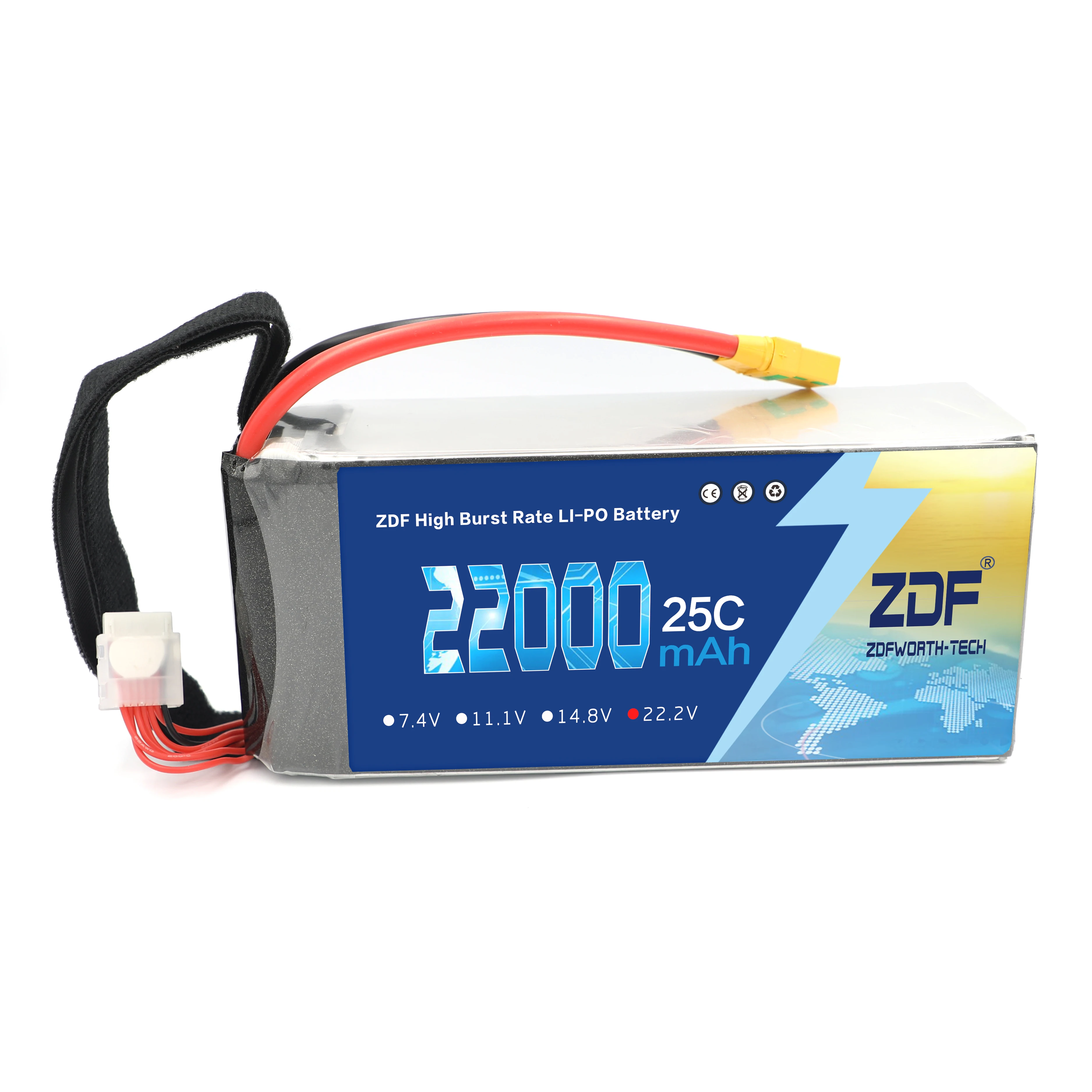 

ZDF 6S 25C 22000mAh 22.2V High drain rechargeable Lipo Battery for UAV/Drone