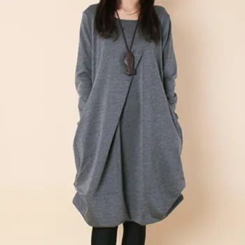 2018 Spring New Style Korean-style Loose and Plus-sized Dress Solid Color Fat mm Pleated Round-neck Long-sleeved Dress Dress
2018 Spring New Style Korean-style Loose and Plus-sized Dress Solid Color Fat mm Pleated Round-neck Long-sleeved Dress Dress