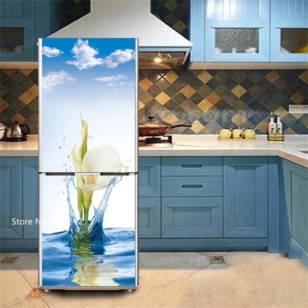 Generic 3D Marble Fridge Stickers Door Cover Refrigerator Wallpaper