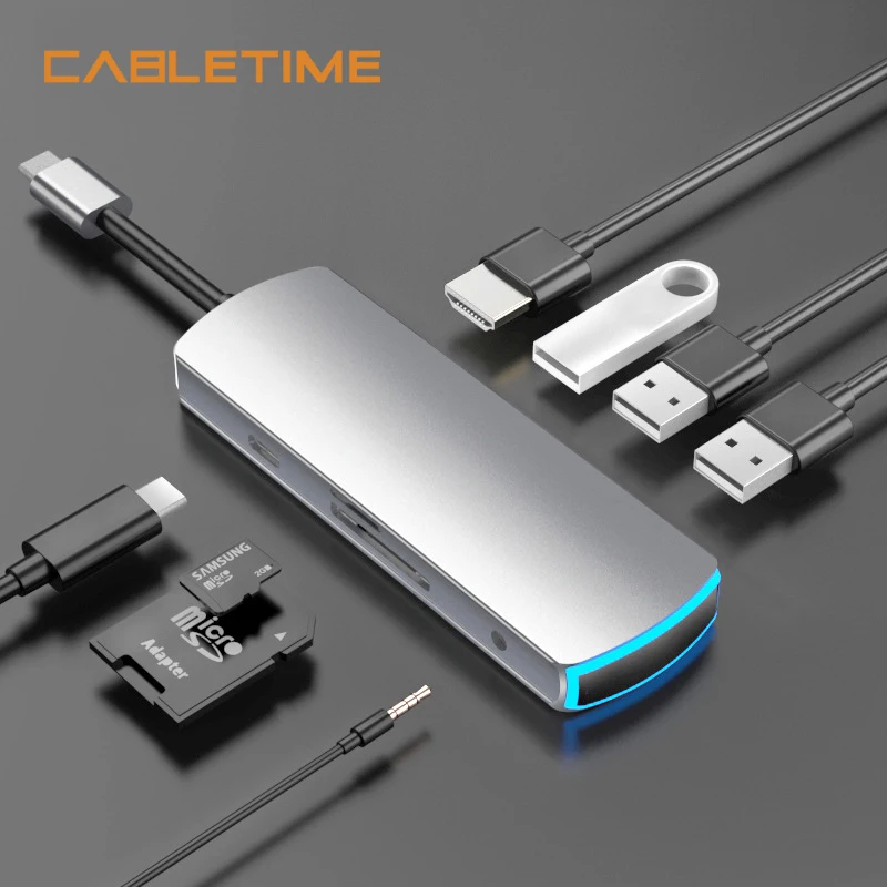 CABLETIME Type C HUB to HDMI Type C to USB 3.0 4K HDMI Multi Hub PD Audio Adapter for PC Lenovo Matebook MacBook Air N329
CABLETIME Type C HUB to HDMI Type C to USB 3.0 4K HDMI Multi Hub PD Audio Adapter for PC Lenovo Matebook MacBook Air N329