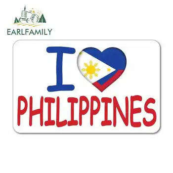 

EARLFAMILY 13cm x 8.3cm For I Love Heart Philippines Flag Comic Decal Creative Stickers Suitable For GTR SX VAN Decoration