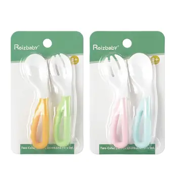 Baby Spoon And Fork Set Round Design Easy To Grasp The Handle Latex-free Lead-free BPA-free Polypropylene Material Early Learn 
Baby Spoon And Fork Set Round Design Easy To Grasp The Handle Latex-free Lead-free BPA-free Polypropylene Material Early Learn