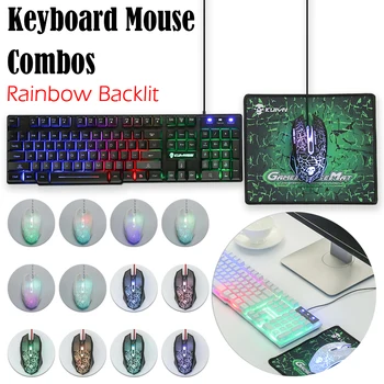 T6 Luminous Rainbow Backlit Keyboard And Mouse Combos Kit For PC PS4 PS3 Xbox One Desktop Computer Game Mechanical Hand Feel
T6 Luminous Rainbow Backlit Keyboard And Mouse Combos Kit For PC PS4 PS3 Xbox One Desktop Computer Game Mechanical Hand Feel