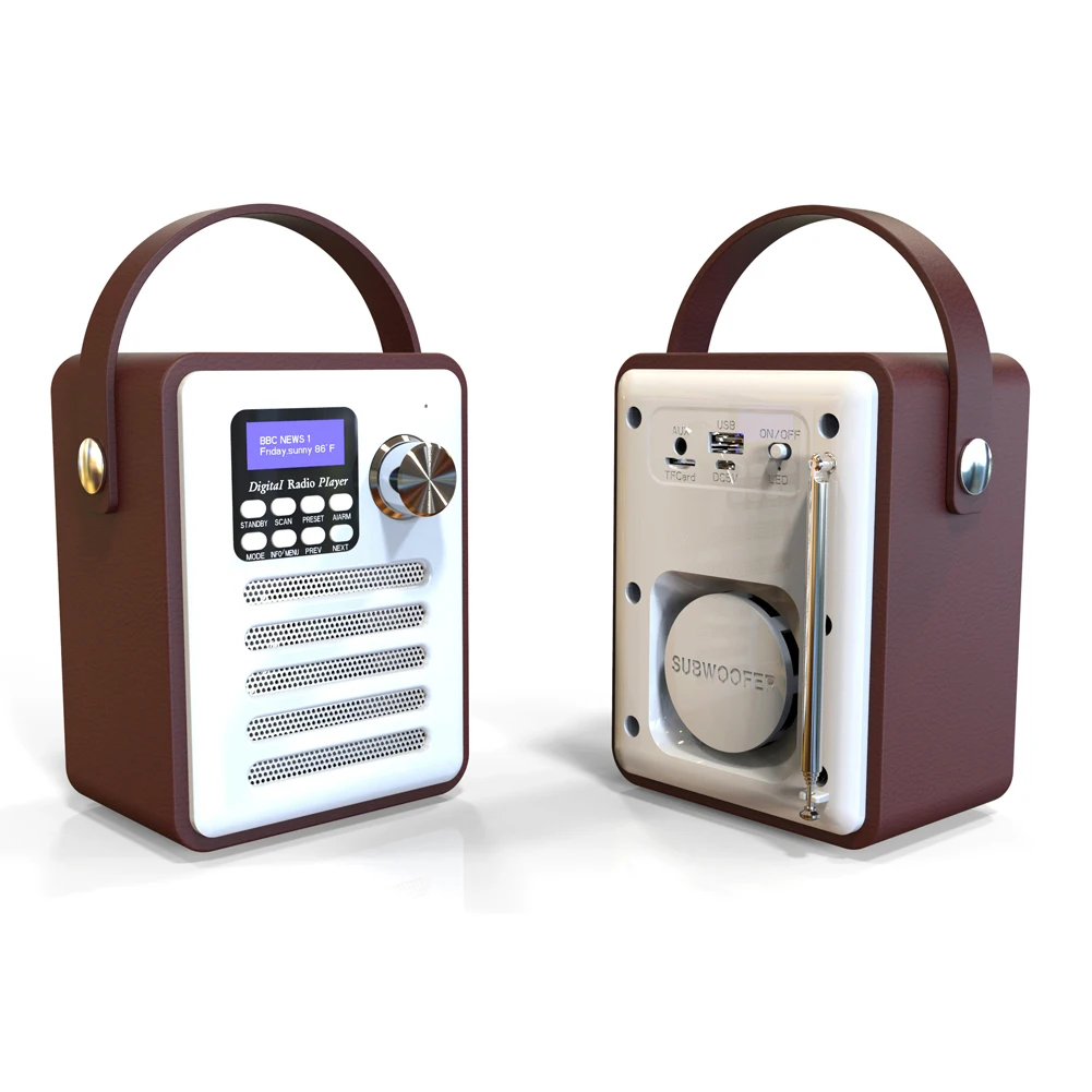 Digital FM Radio Multi-Functional Bluetooth Speaker Wooden Clock Radio Handle Portable Retro Bluetooth Speaker Micro SD/TF
Digital FM Radio Multi-Functional Bluetooth Speaker Wooden Clock Radio Handle Portable Retro Bluetooth Speaker Micro SD/TF