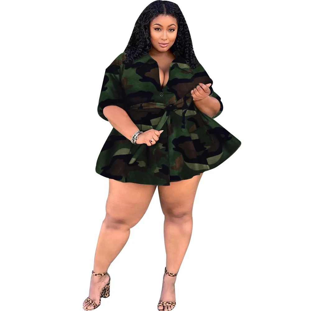 

Zoctuo Plus Size Lady Jackets Women Turn-Down Collar Coats Camouflage Jackets Streetwear Sashes xxl xxxl xxxxl xxxxxl Clothes