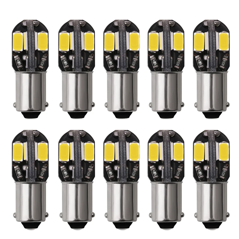 

10PCS BA9S T4W T11 LED Bulbs Canbus 5630 8 SMD No Error Interior Reading Lights Car Parking Light License Plate Bulbs White 12V