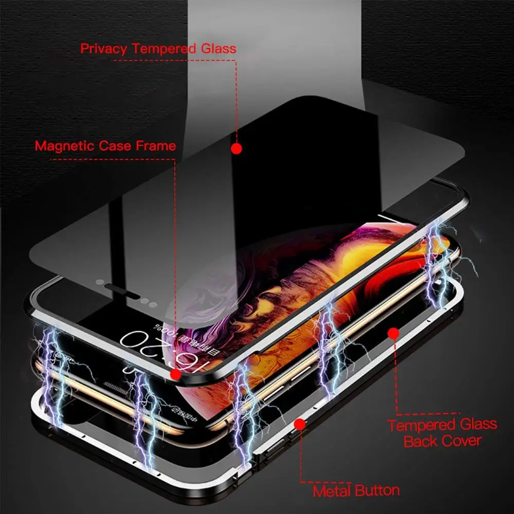 Магнитный чехол из закаленного стекла для iPhone 11 Pro Max XS MAX XR X 8 7 6s 6 Plus SE магнитный