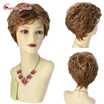 Brown Blonde Color Short Water Wave Hairstyle Resistant Wigs For Women Synthetic Hair High Temperature Fiber Average Size 
Brown Blonde Color Short Water Wave Hairstyle Resistant Wigs For Women Synthetic Hair High Temperature Fiber Average Size