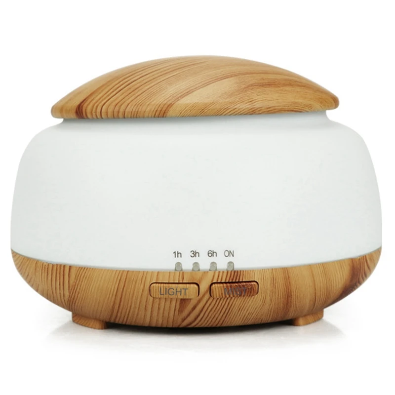 

300Ml Ultrasonic Air Humidifier Aroma Essential Oil Diffuser With Wood Grain 7 Color Changing Led Lights For Bedroom Living Room