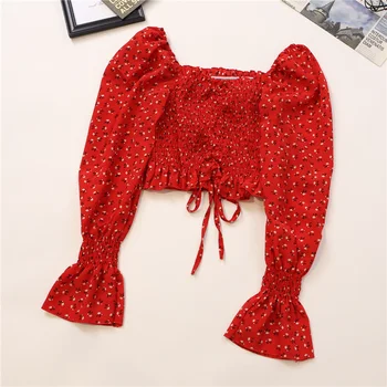 Short chiffon shirt 2020 new design square collar blouse drawstring super fairy sweet floral tops women
Short chiffon shirt 2020 new design square collar blouse drawstring super fairy sweet floral tops women
