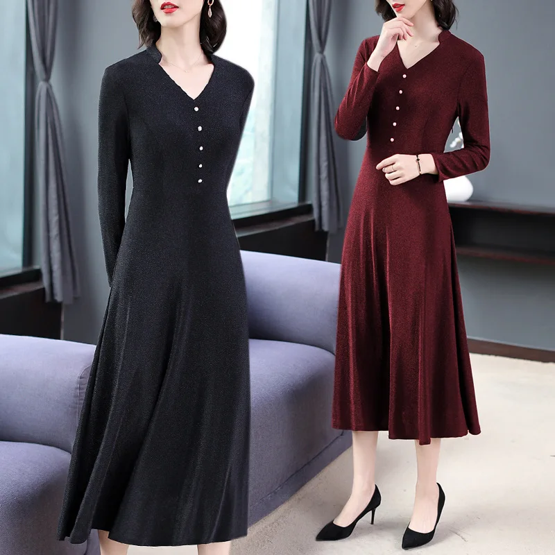 Cheongsam Improved Version Dress Autumn 2019 New Style Elegant High-End Waist Hugging Slimming Long Sleeve Medium-length Dress W 
Cheongsam Improved Version Dress Autumn 2019 New Style Elegant High-End Waist Hugging Slimming Long Sleeve Medium-length Dress W