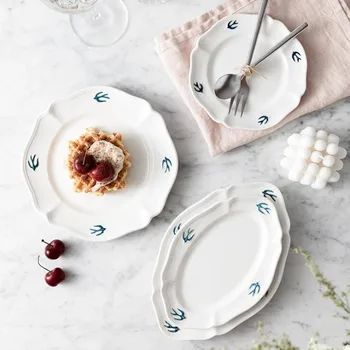 Swallow Bird Embossed Ceramic Plate Simple Small Fresh Dessert Plates Beige Flat Kitchen Dinner Plate Tableware Home
Swallow Bird Embossed Ceramic Plate Simple Small Fresh Dessert Plates Beige Flat Kitchen Dinner Plate Tableware Home