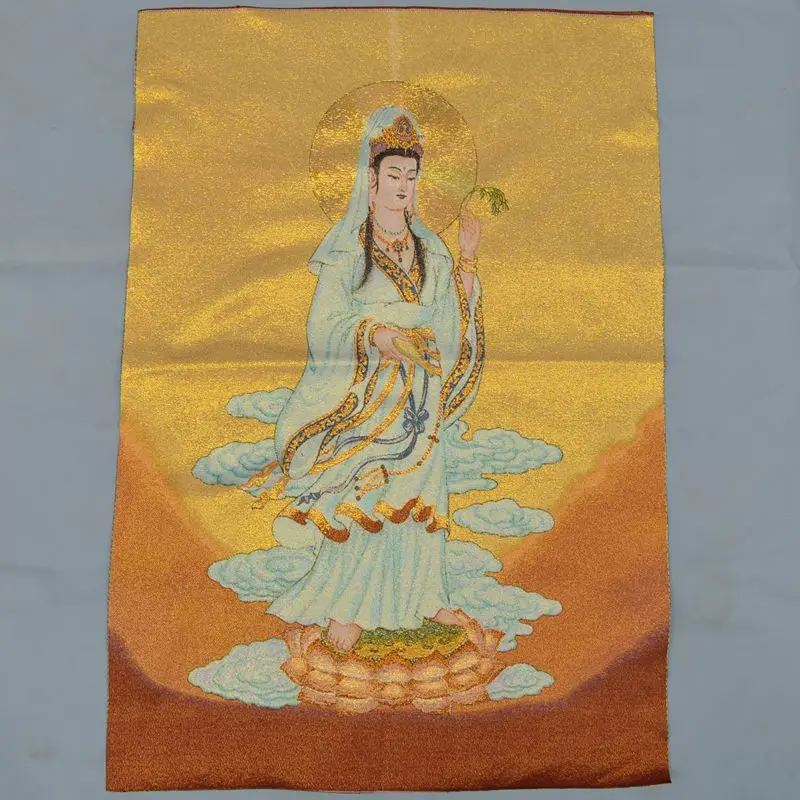 Silk mural of Tibetan Buddha Tangka weaving brocade Guanyin yangliuzhi jade vase
Silk mural of Tibetan Buddha Tangka weaving brocade Guanyin yangliuzhi jade vase