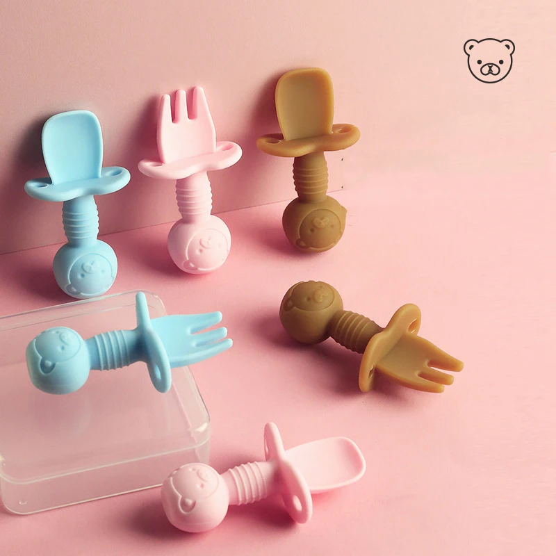 2Pc Cartoon Bear Baby Feeding Set Combination Set Tableware Set Coloful Short Handle Baby Spoon Silicone Fork Teether for Kids
2Pc Cartoon Bear Baby Feeding Set Combination Set Tableware Set Coloful Short Handle Baby Spoon Silicone Fork Teether for Kids