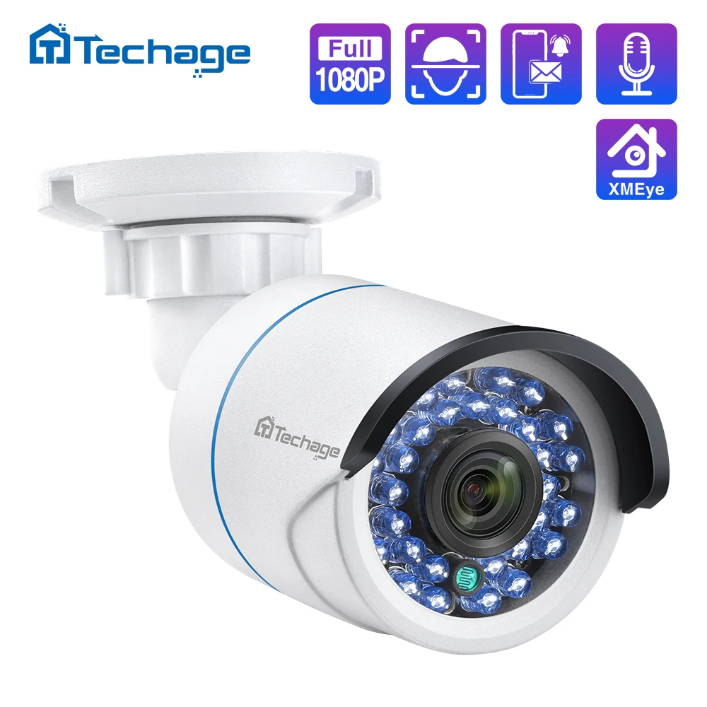 IP камера видеонаблюдения Techage H.265 1080P 2 МП POE с микрофоном|poe ip camera outdoor|poe cameraip outdoor |