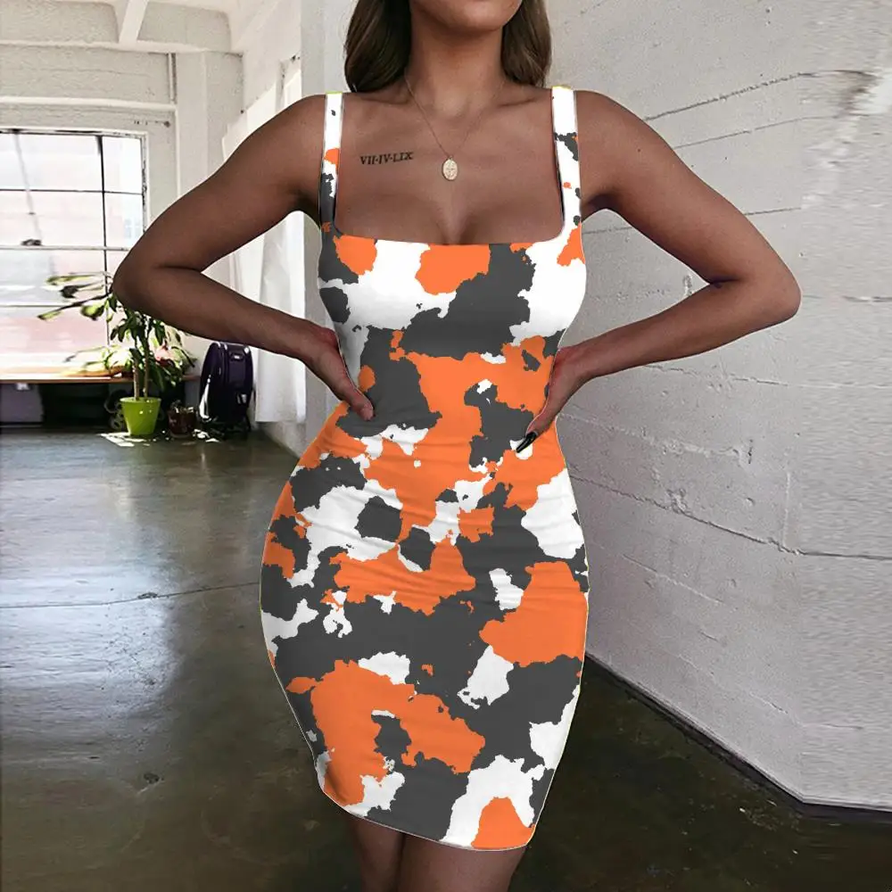 

KYKU Brand Camouflage Dress Women Colorful 3d Print Graffiti Sundress Harajuku Vestido Sexy Womens Clothing Party New Beach