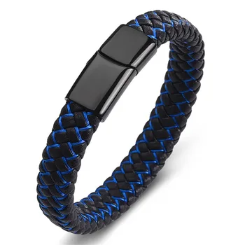 Men's And Women's Handmade Titanium Steel Black Blue Woven Leather Bracelet 1Pcs Cuff Wristband Bracelet Black Button 7Inch
Men's And Women's Handmade Titanium Steel Black Blue Woven Leather Bracelet 1Pcs Cuff Wristband Bracelet Black Button 7Inch