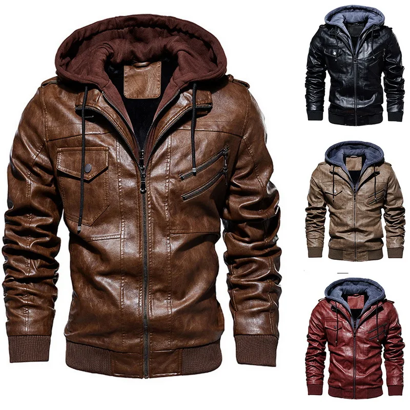 Pop Autumn Winter Motorcycle Leather Jacket Men Warm Windbreaker Hooded PU Jackets Male Outwear PU Baseball Jackets Size m-5XL 
Pop Autumn Winter Motorcycle Leather Jacket Men Warm Windbreaker Hooded PU Jackets Male Outwear PU Baseball Jackets Size m-5XL