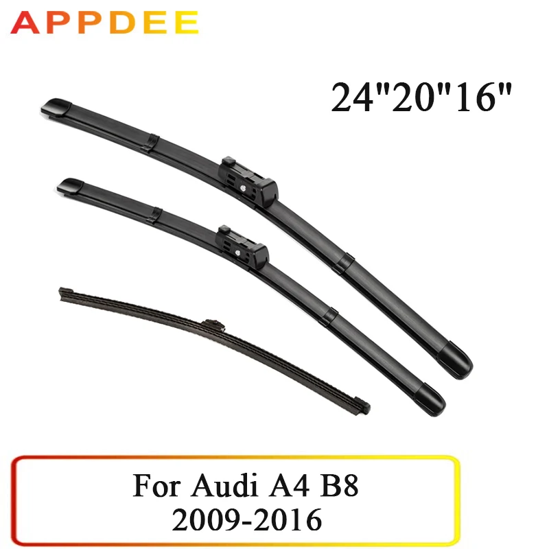 APPDEE Wiper Front & Rear Blades Set For Audi A4 B8 2009-2016 Windshield Windscreen Window 24"+20"+16" | Автомобили и