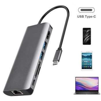7-in-1 USB C Hub Type C Data Hub with 4K HDMI SD TF Card Reader USB 3.0 Port RJ45 Adapter for Notebooks
7-in-1 USB C Hub Type C Data Hub with 4K HDMI SD TF Card Reader USB 3.0 Port RJ45 Adapter for Notebooks