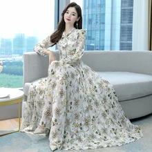 Robe Femme Printemps 2022 Vestido Floral Longo Chiffon Puff Sleeve Dress V-Neck Plus Size Ocasional Formales Dresses For Party
Robe Femme Printemps 2022 Vestido Floral Longo Chiffon Puff Sleeve Dress V-Neck Plus Size Ocasional Formales Dresses For Party
