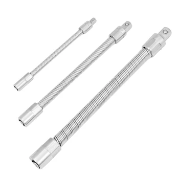 3-Piece Flexible Socket Extension Bar Set 1/2 1/4 3/8 Drive 10 inch 8 inch 6 inch (Flexible Socket Extension)
3-Piece Flexible Socket Extension Bar Set 1/2 1/4 3/8 Drive 10 inch 8 inch 6 inch (Flexible Socket Extension)