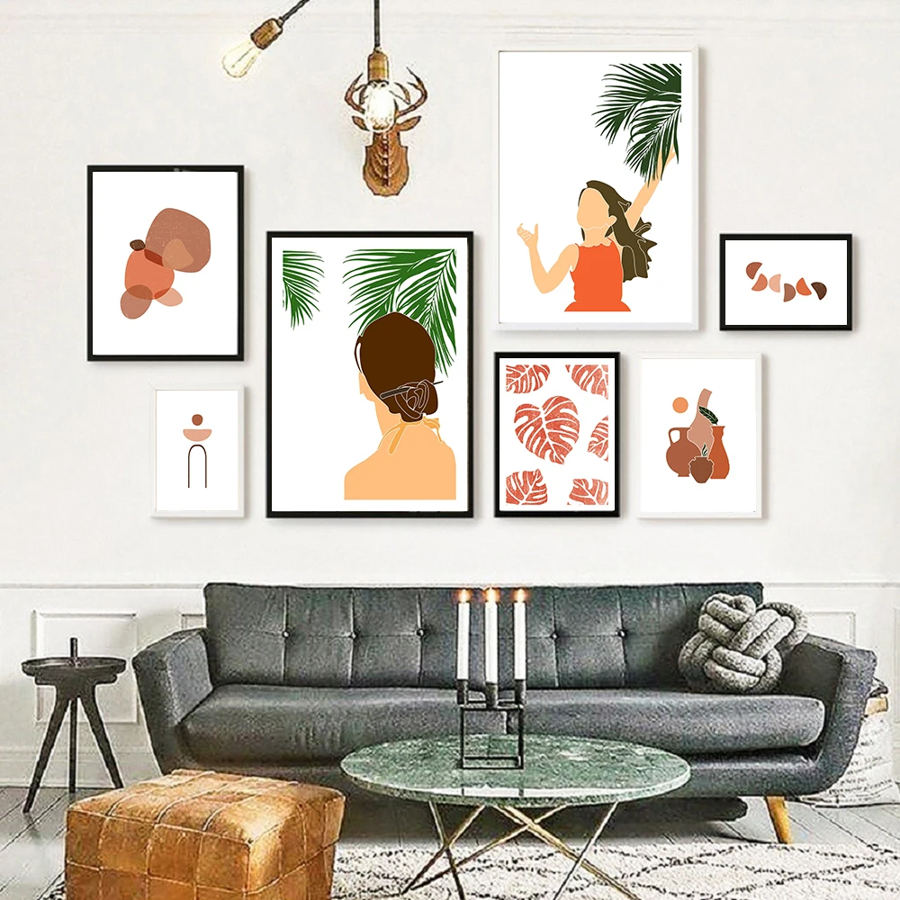 Tropical Wall Canvas Painting Abstract Girl Curves Brown Arch Art Print Posters Terracotta Leaves Picture For Living Room Decor
Tropical Wall Canvas Painting Abstract Girl Curves Brown Arch Art Print Posters Terracotta Leaves Picture For Living Room Decor